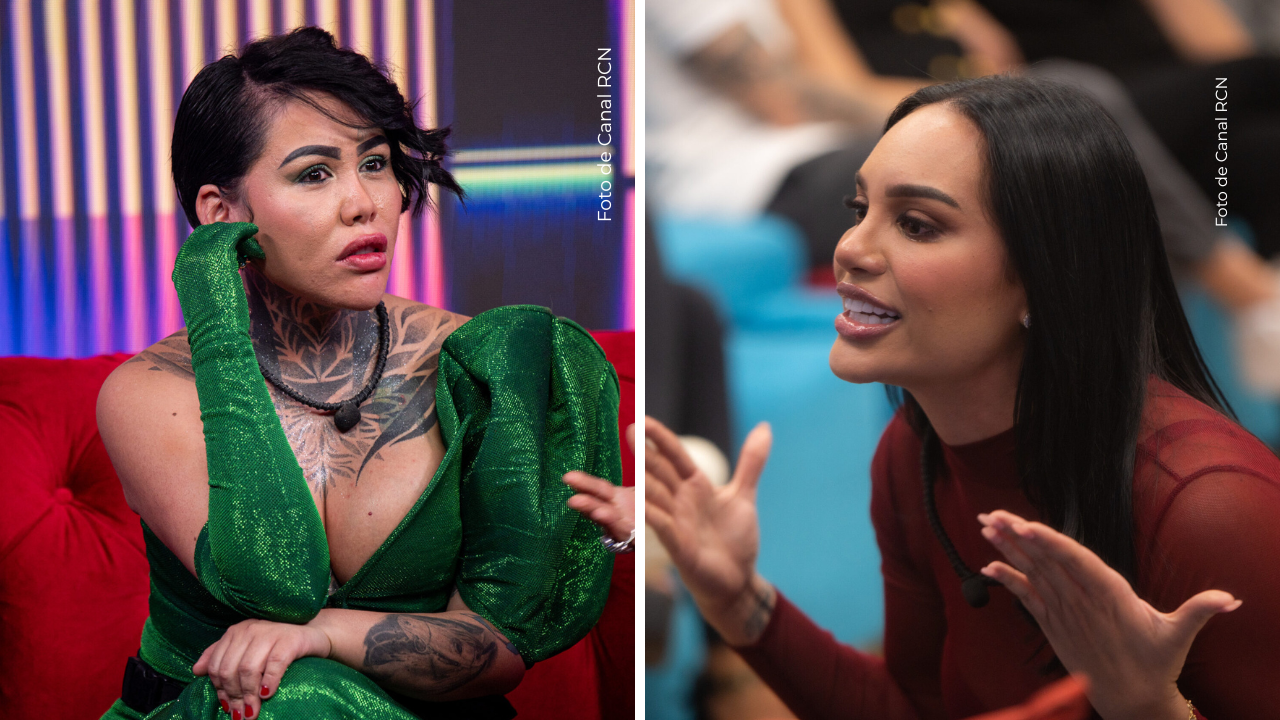 Yina Calderón y Andrea Valdiri en La casa de los famosos Colombia.