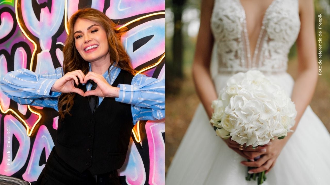 Sara Uribe apareció con vestido de novia
