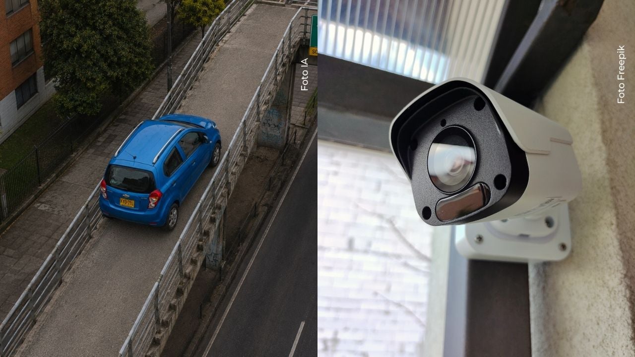 Persona intentó subir su carro por puente peatonal