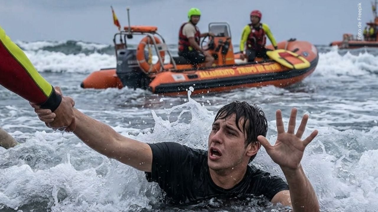 Socorrista evita una tragedia en las playas de Santa Cruz, California.