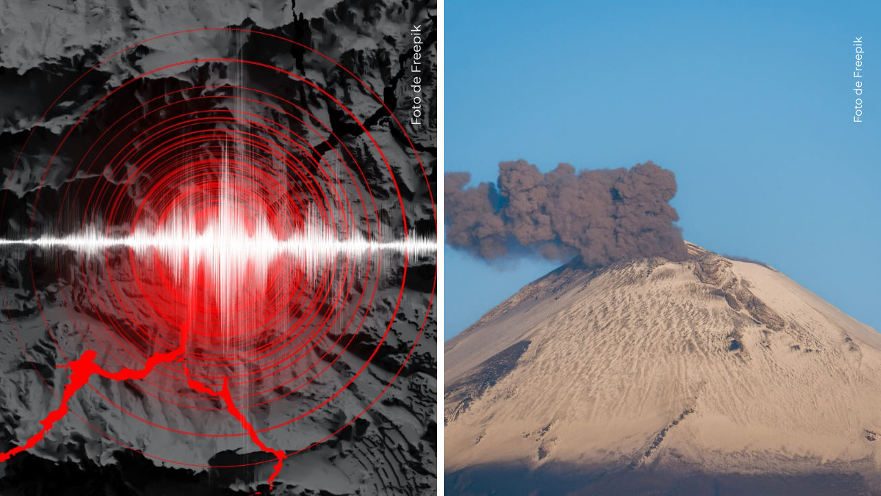 Imagen sismo - Volcán emitiendo cenizas.