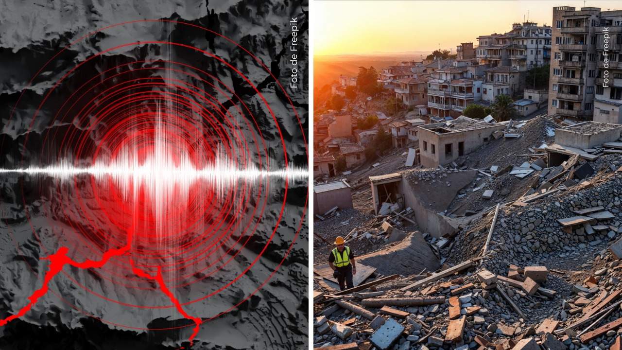 Ilustración de sismo - Lugar en ruinas.