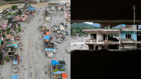 Video viral muestra a familia que se salvó en un segundo piso en medio de la avalancha en Nepal